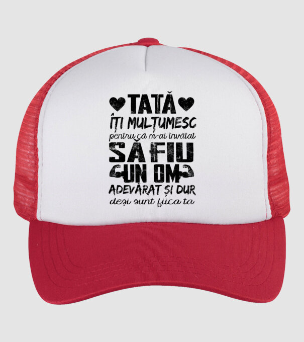 fiică crescută ca fiu Alb model alb/roșu pe tricou