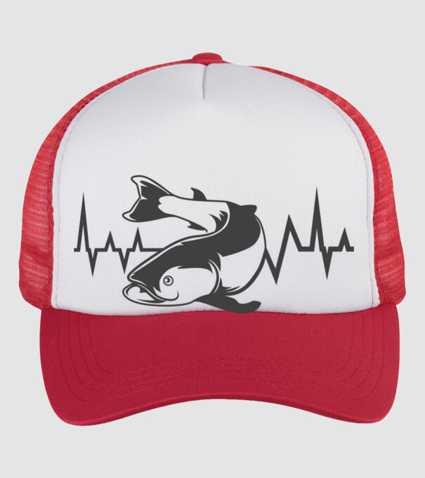 Fish model alb/roșu pe tricou