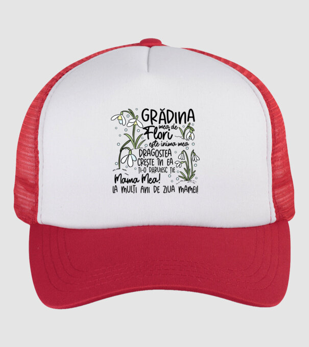 Grădina mea de flori model alb/roșu pe tricou