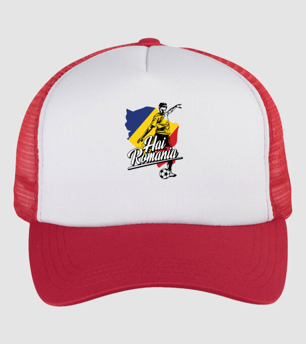 Hai romania fotbal model alb/roșu pe tricou