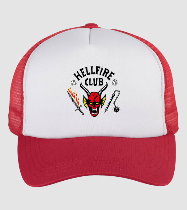 HELLFIRE CLUB model alb/roșu pe tricou