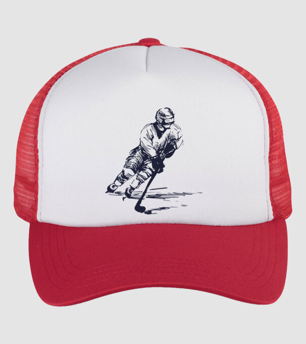 Hockey player model alb/roșu pe tricou