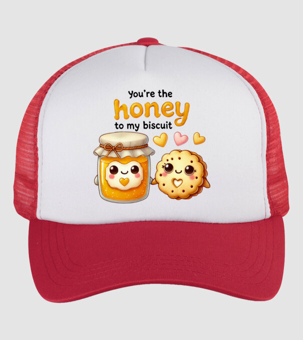 Honey to my Biscuit model alb/roșu pe tricou