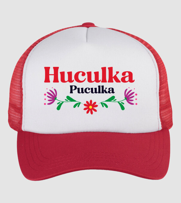 Huculka Puculka model alb/roșu pe tricou