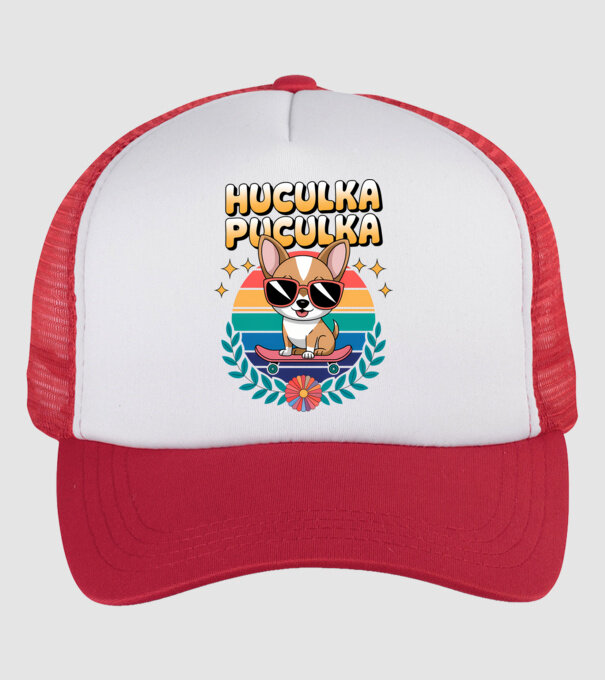 Huculka Puculka Câine 2 model alb/roșu pe tricou