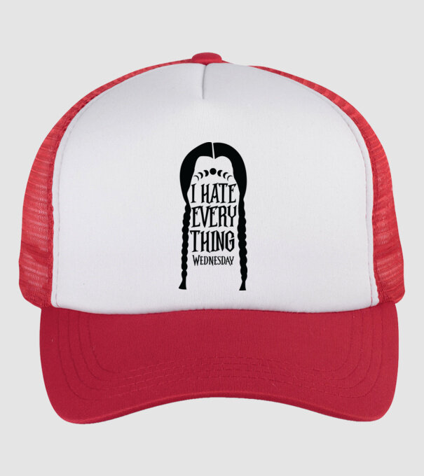I hate everything model alb/roșu pe tricou