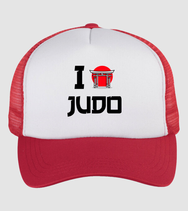 I love Judo model alb/roșu pe tricou