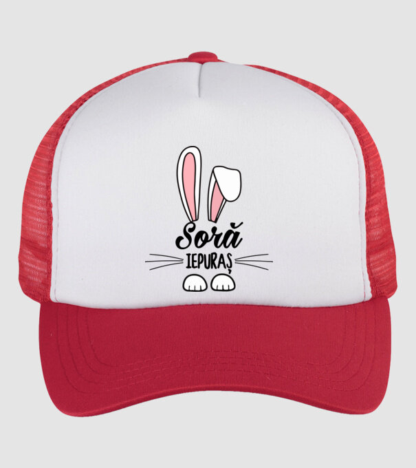 iepuraș soră model alb/roșu pe tricou