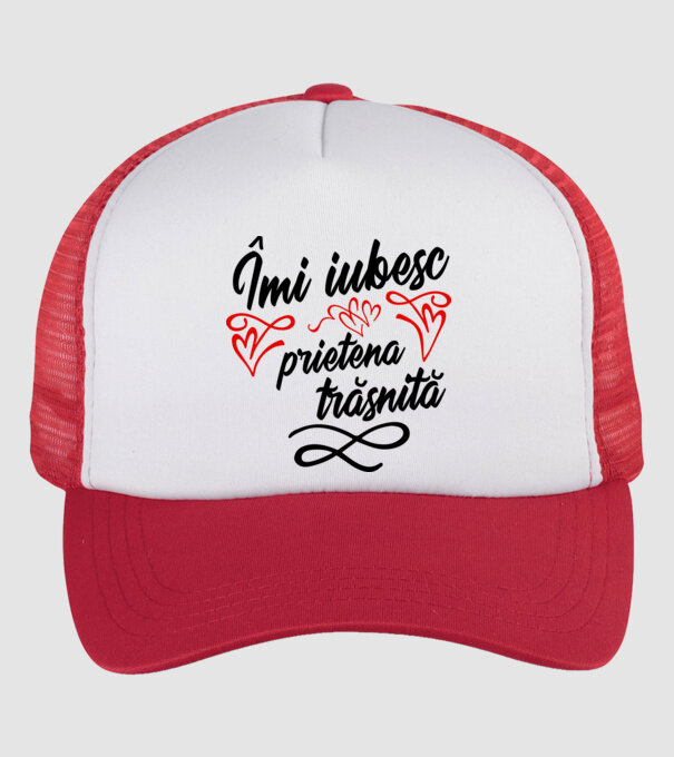Îmi iubesc prietena trăsnită model alb/roșu pe tricou