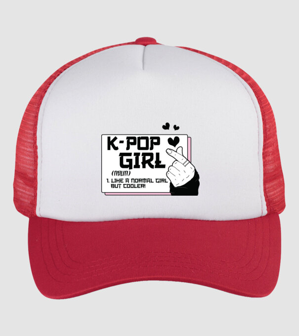 K-POP FANGIRL model alb/roșu pe tricou