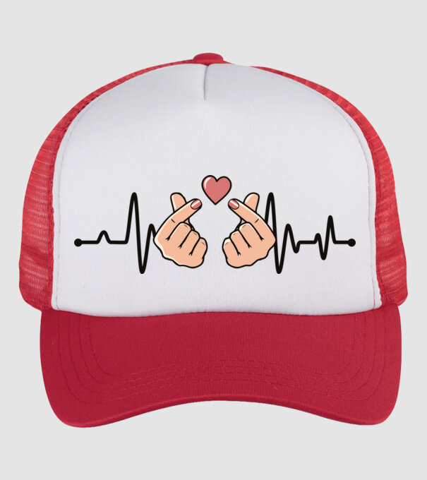 Kpop heartbeaT model alb/roșu pe tricou