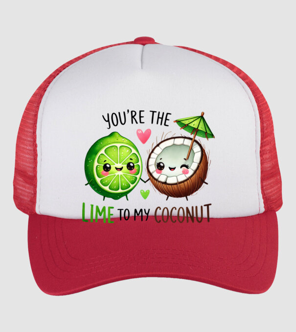 Lime to my Coconut model alb/roșu pe tricou