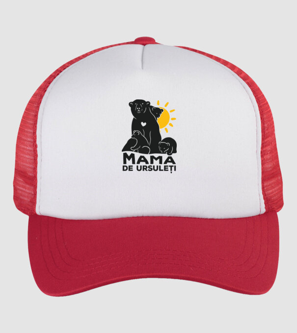 Mamă de ursuleți model alb/roșu pe tricou