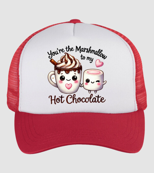 Marshmallow to my Hot Chocolate model alb/roșu pe tricou