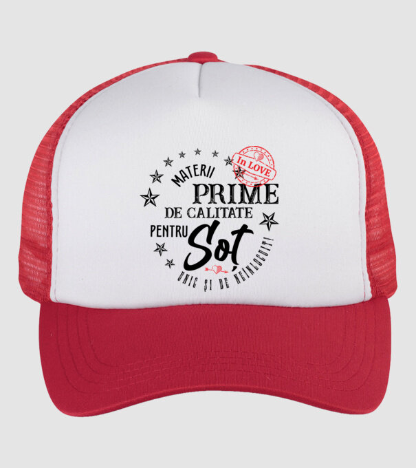 Materii prime de calitate pentru soț model alb/roșu pe tricou