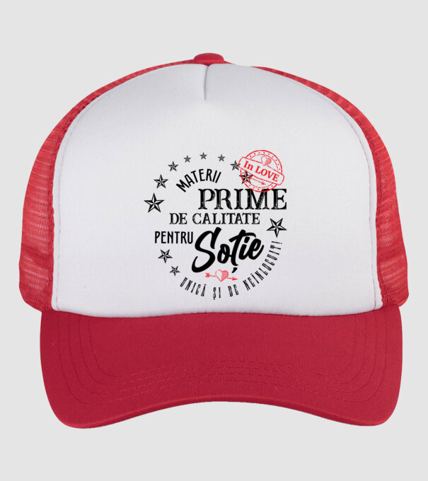 Materii prime de calitate pentru soție model alb/roșu pe tricou