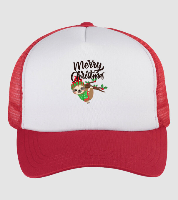 Merry christmas sloth model alb/roșu pe tricou