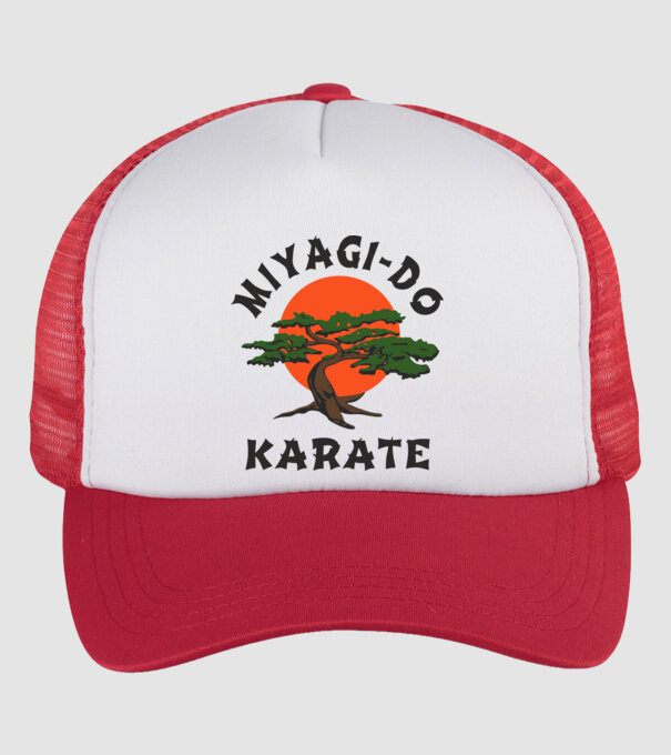 Miyagi-do karate cobra kai model alb/roșu pe tricou