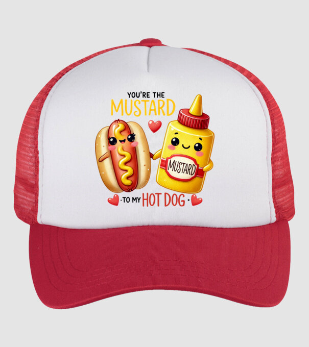 Mustard to my Hot Dog model alb/roșu pe tricou