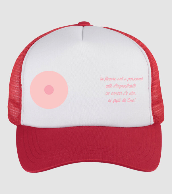 în fiecare oră o persoană este diagnosticată cu cancer de sân. ai grijă de tine! model alb/roșu pe tricou