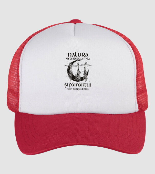 Natura este religia mea model alb/roșu pe tricou