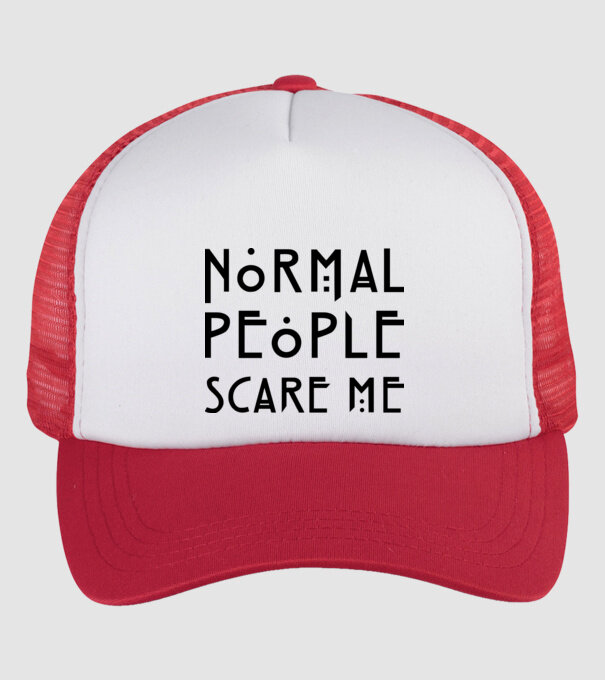Normal people scare me model alb/roșu pe tricou