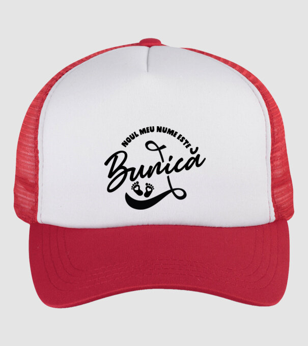 Noul meu nume este Bunică model alb/roșu pe tricou