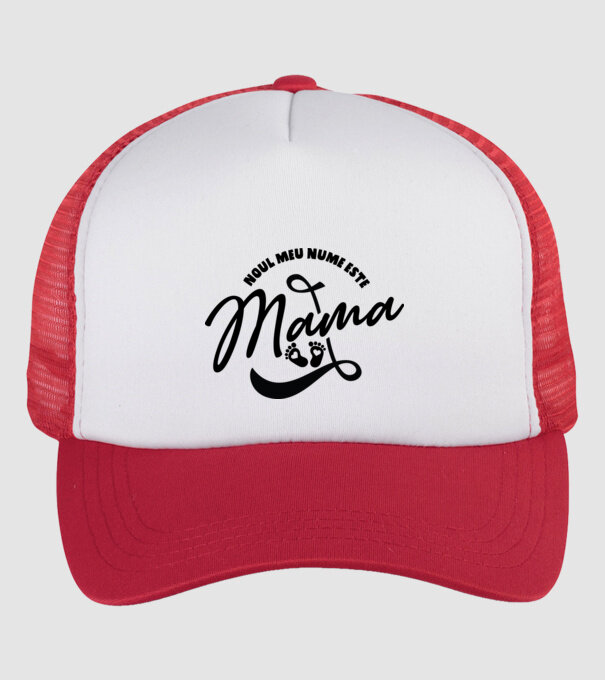 Noul meu nume este Mama model alb/roșu pe tricou