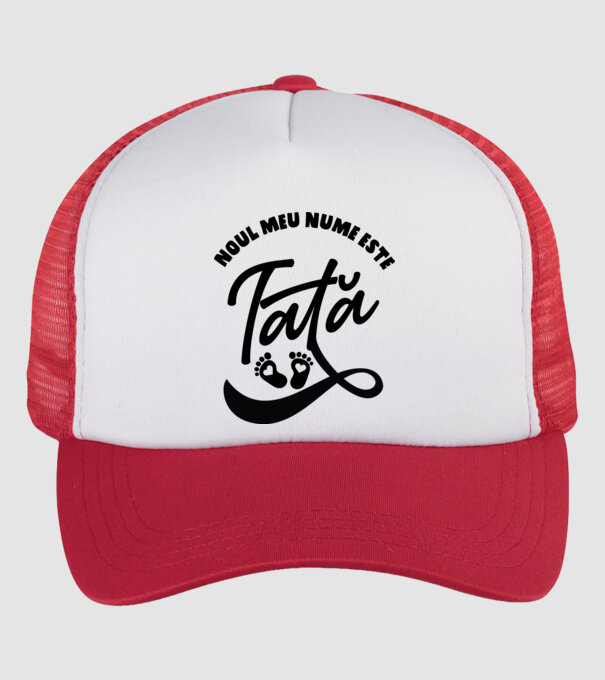 Noul meu nume este Tată model alb/roșu pe tricou