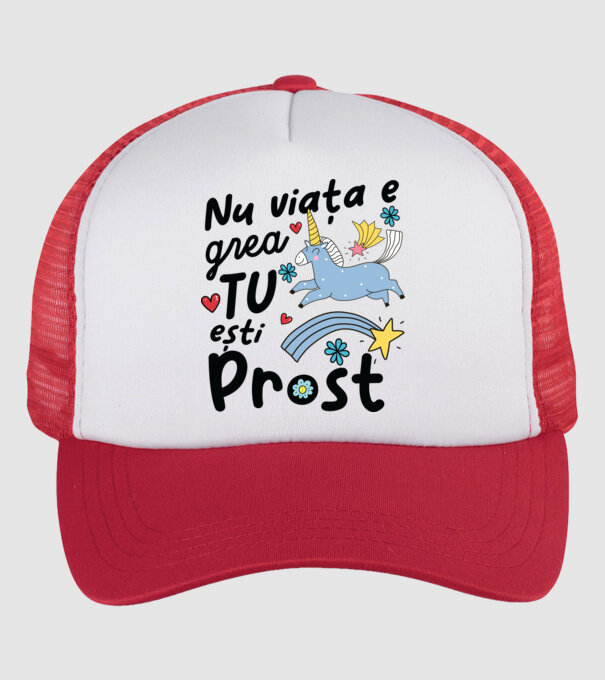 Nu viața e grea, tu ești prost model alb/roșu pe tricou