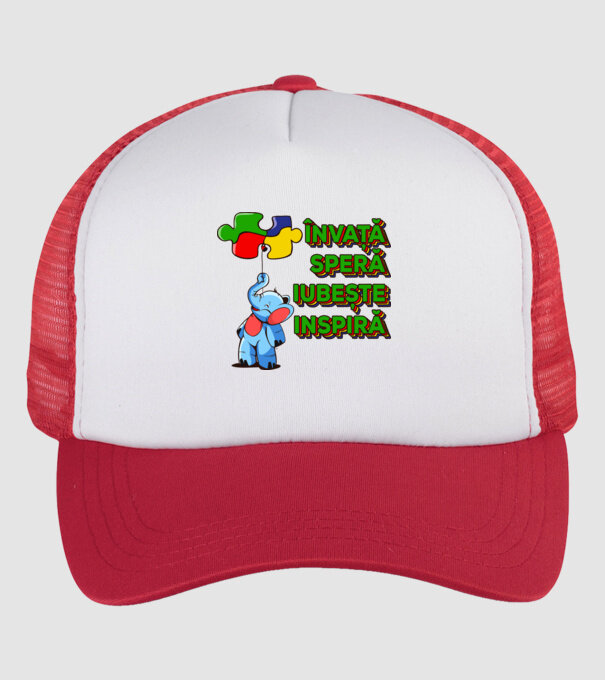 Învață, speră, iubește, inspiră model alb/roșu pe tricou
