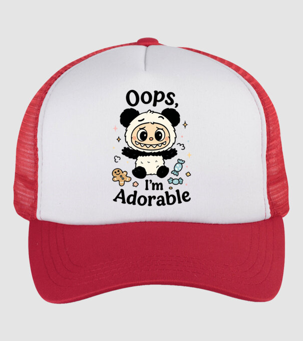 Oops, I'm adorable model alb/roșu pe tricou