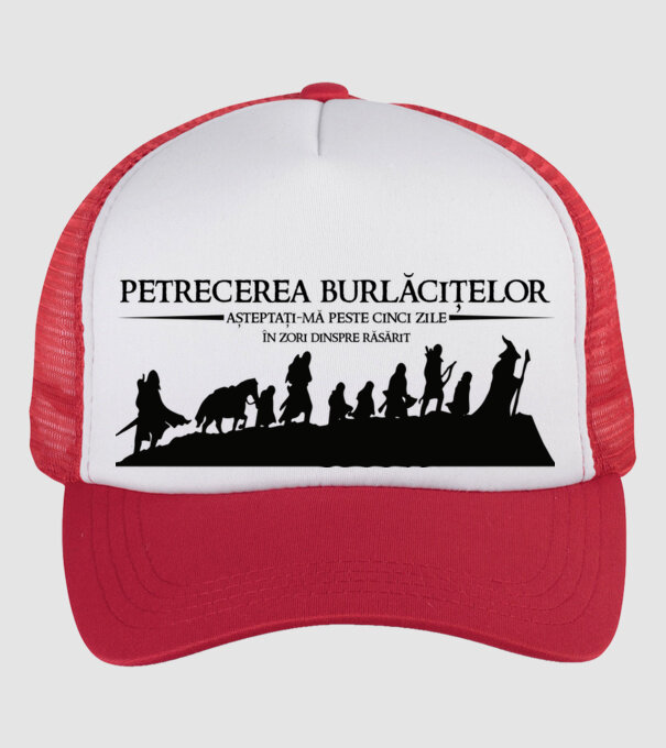 petrecerea burlăcițelor - așteptați-mă peste cinci zile - în zori dinspre răsărit model alb/roșu pe tricou