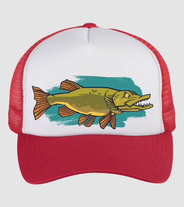 Pike model alb/roșu pe tricou