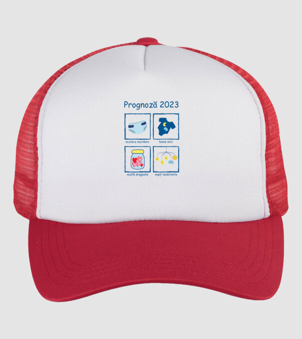 Prognoză 2023 model alb/roșu pe tricou