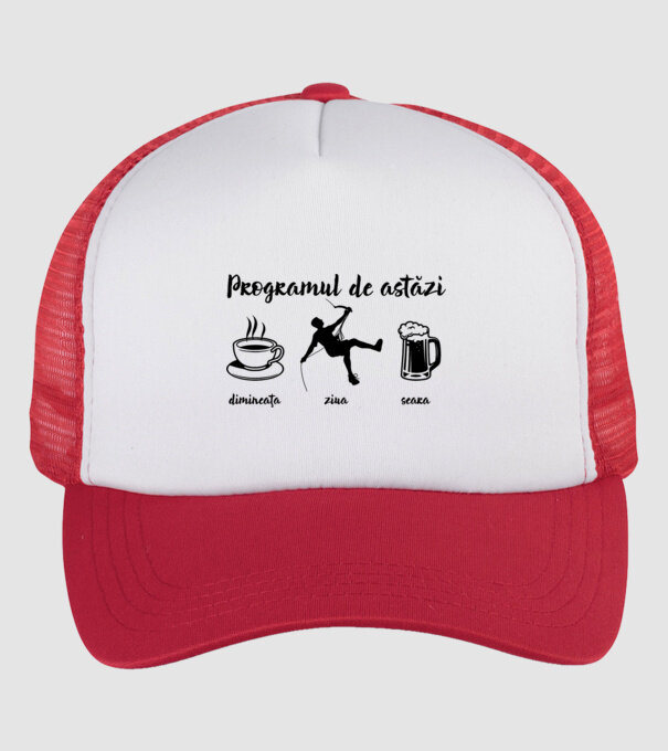 programul de astăzi: dimineața, ziua, seara model alb/roșu pe tricou