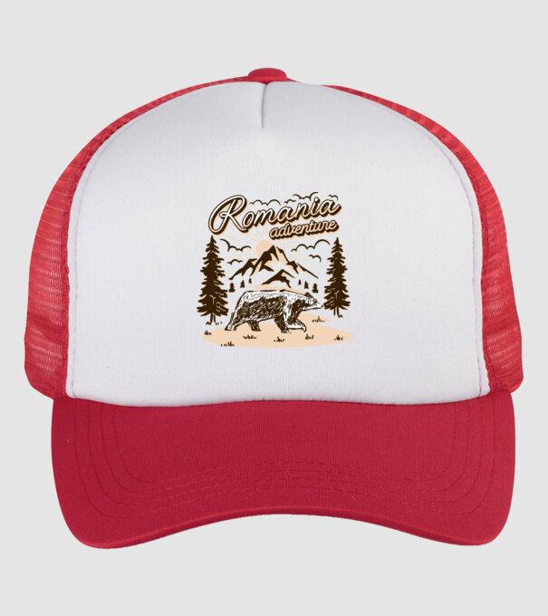 Romania bear adventure model alb/roșu pe tricou