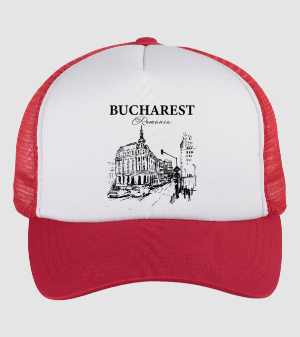 România Bucharest vintage model alb/roșu pe tricou