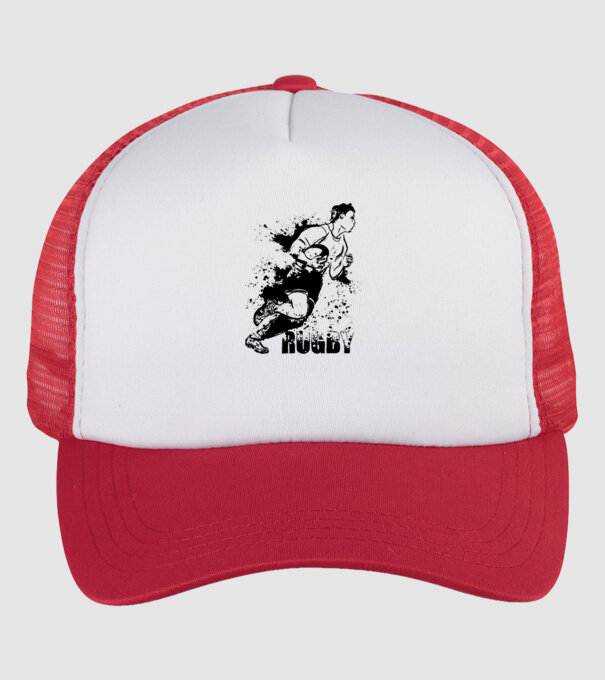Rugby model alb/roșu pe tricou
