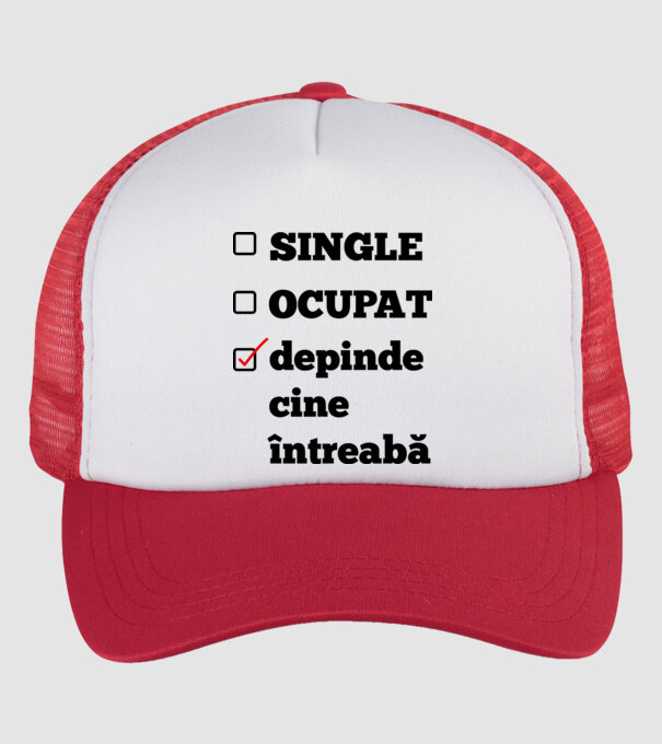 single, ocupat, depinde cine întreabă model alb/roșu pe tricou