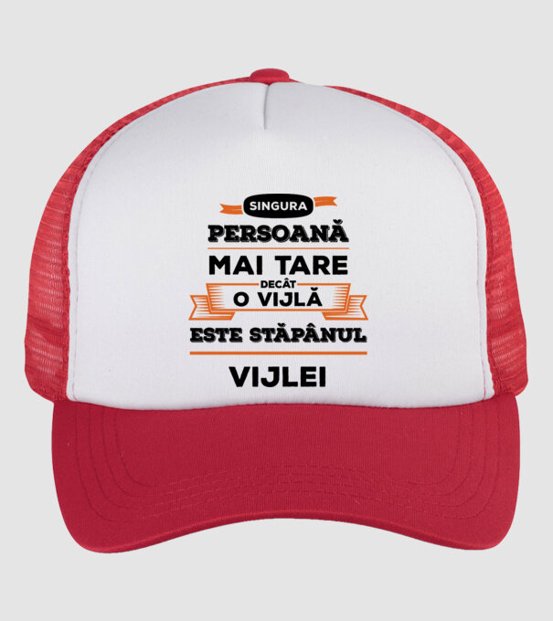 singura persoană mai tare decât o vijlă este stăpânul vijlei model alb/roșu pe tricou