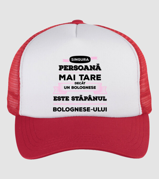 singura persoană mai tare decât un bolognese este stăpânul bolognese-ului model alb/roșu pe tricou
