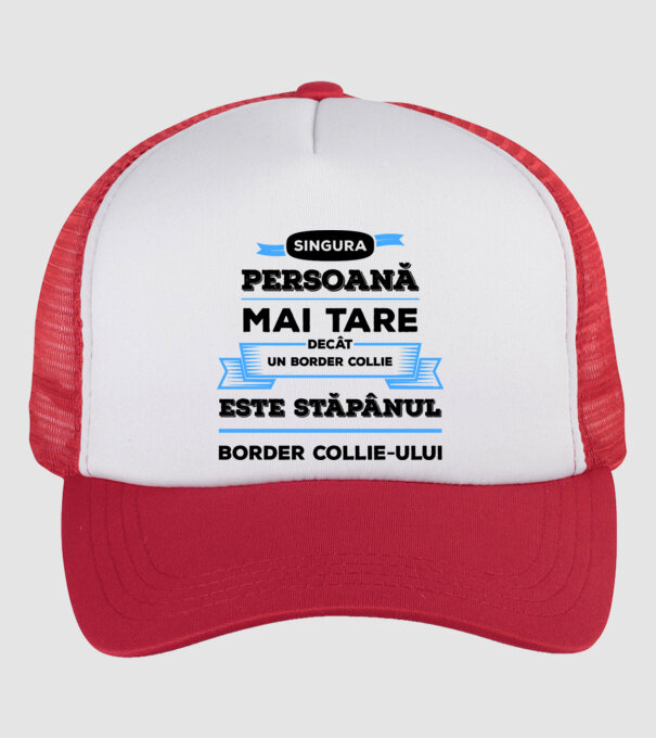 singura persoană mai tare decât un Border Collie este stăpânul Border Collie-ului model alb/roșu pe tricou