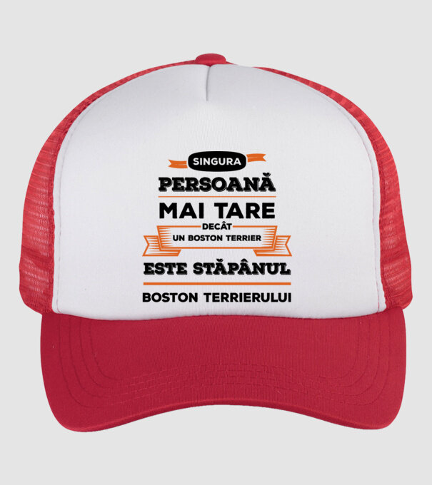 singura persoană mai tare decât un Boston Terrier este stăpânul Boston Terrierului model alb/roșu pe tricou