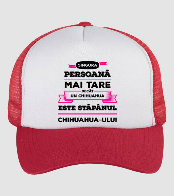 singura persoană mai tare decât un chihuahua este stăpânul chihuahua-ului model alb/roșu pe tricou