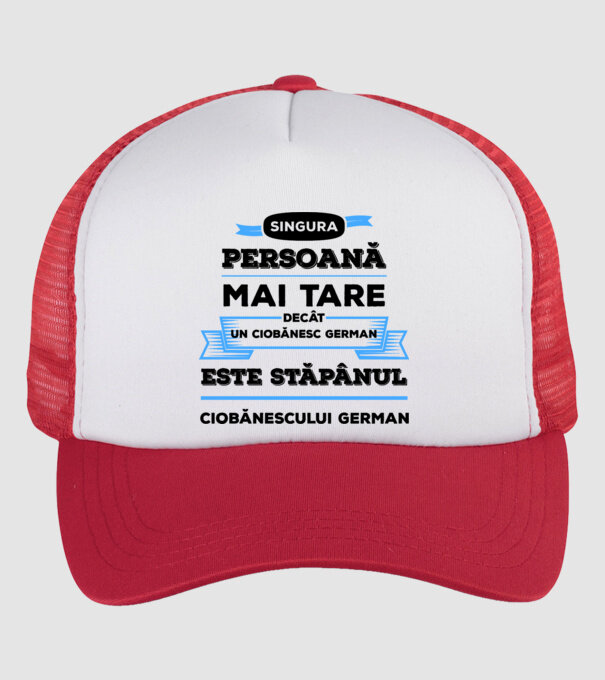 singura persoană mai tare decât un ciobănesc german este stăpânul ciobănescului german model alb/roșu pe tricou