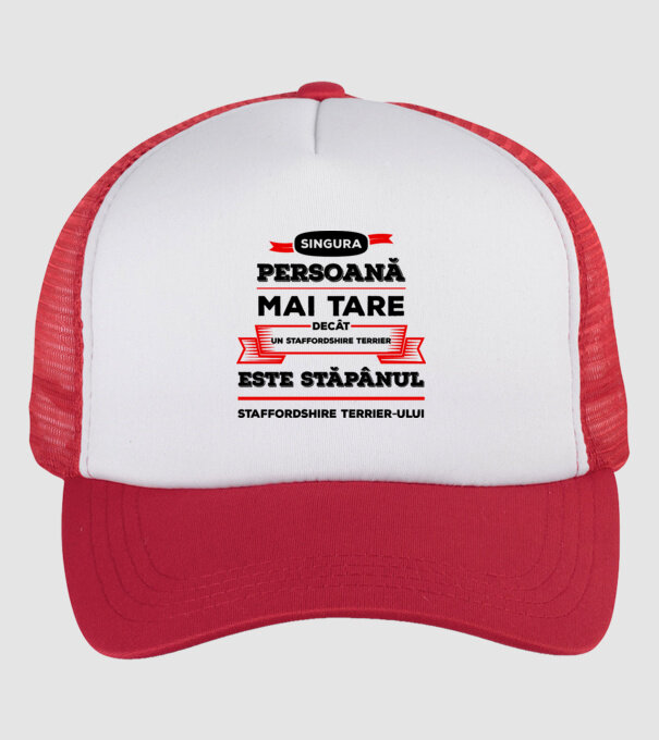singura persoană mai tare decât un Pinscher la este stăpânul Pinscherului model alb/roșu pe tricou