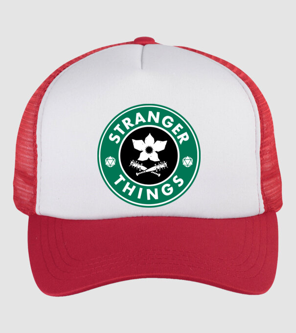 stranger things starbucks model alb/roșu pe tricou