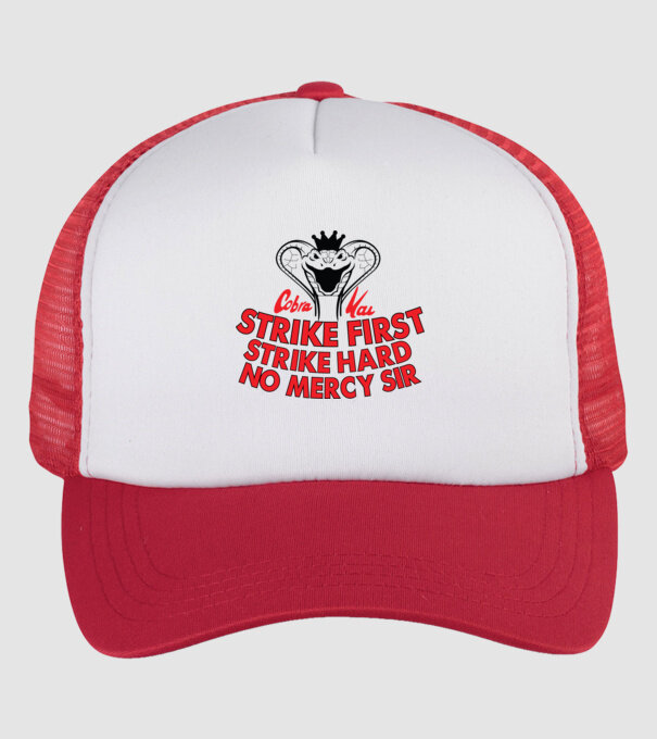 Strike first strike hard logo model alb/roșu pe tricou