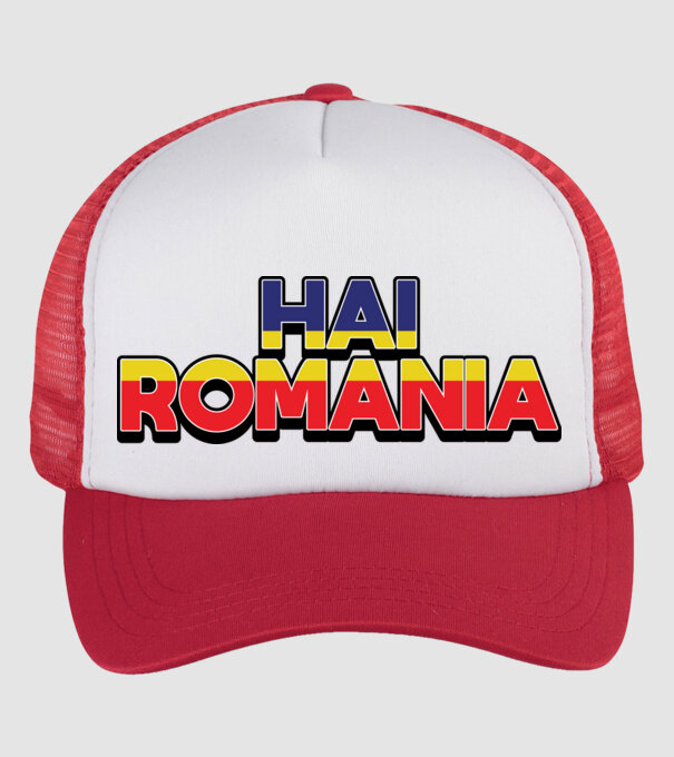 Subtitlu Hai Romania model alb/roșu pe tricou